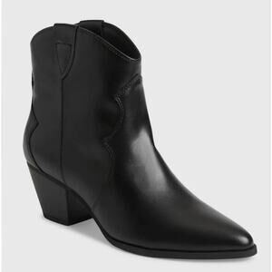 GAP Western Heeled Cowboy Boots Faux Leather in "True Black" Size 9.5